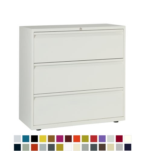 White filing cabinet with 3 drawers