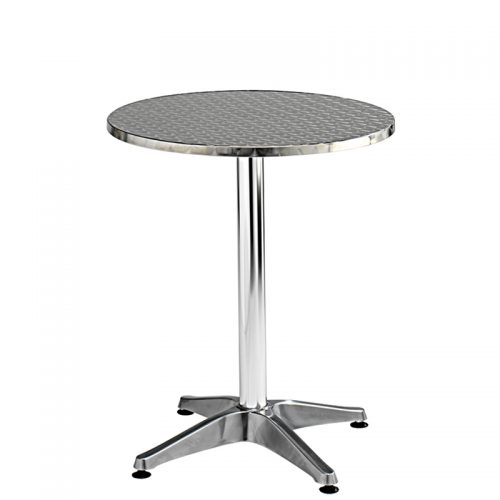 Tall round silver bistro table