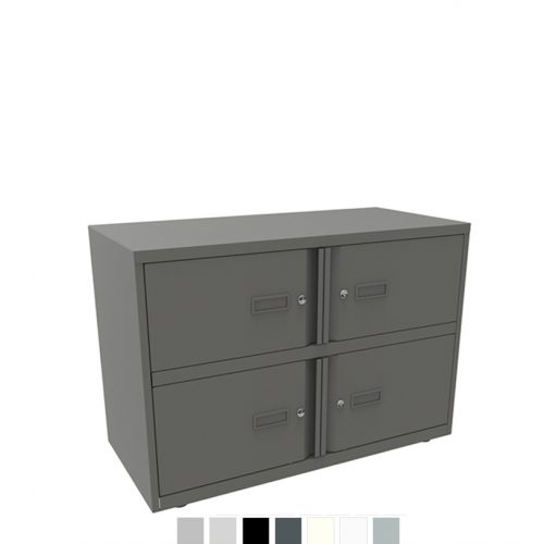 Dark grey storage unit with 4 sections