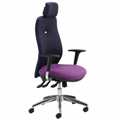 Purple Inflexion chair with head support