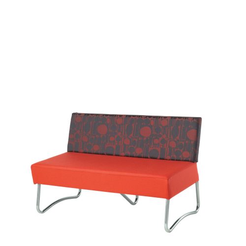 Red sofa with patterned back