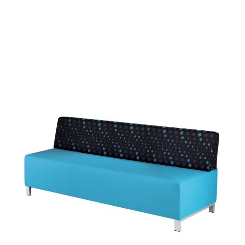 Sofa with blue seat and patterned back