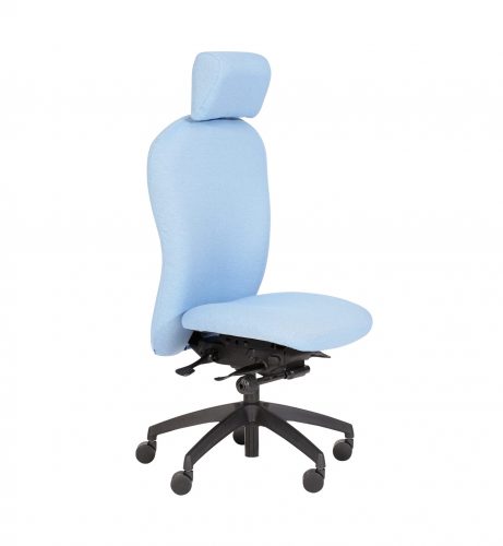 Pale blue Posturemax task chair with headrest