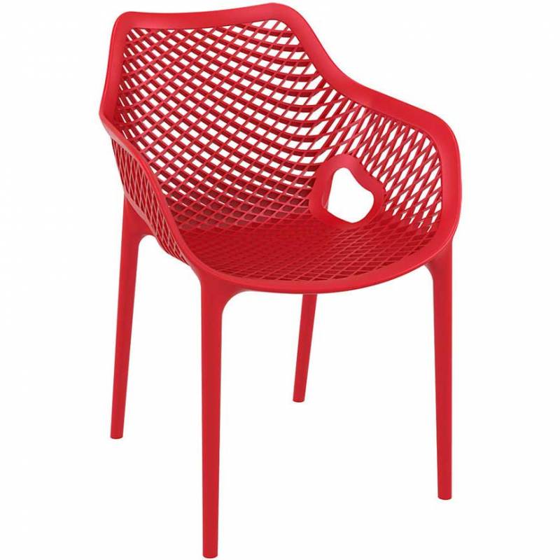 Red chair with mesh effect on seat and back