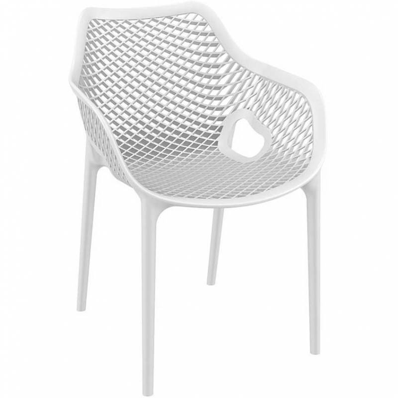 White chair with mesh effect on seat and back