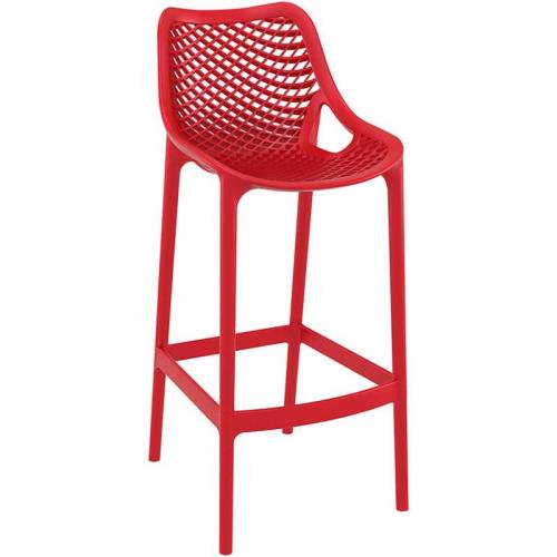 Red bar stool with mesh effect on seat and back