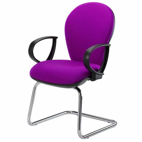 Purple meeting chair with ring arms and cantilever base