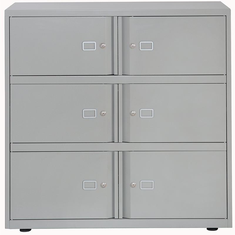 Grey filing storage unit with 6 doors