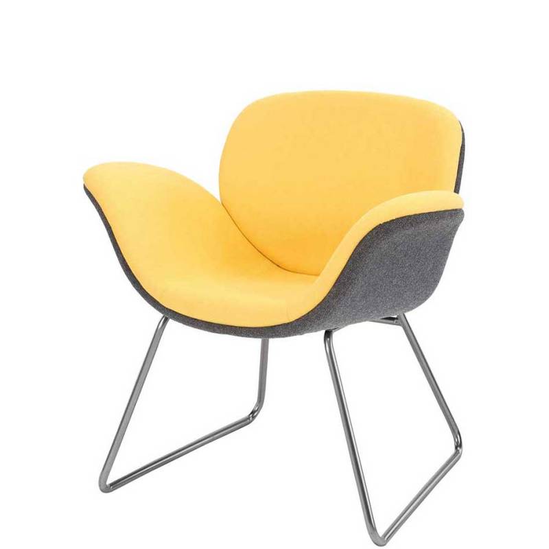 Yellow and grey chair with chrome base