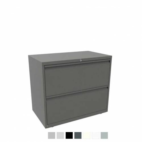 Grey filing cabinet with 2 drawers