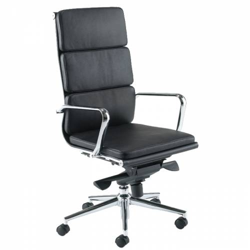 Black leather executive chair with high back