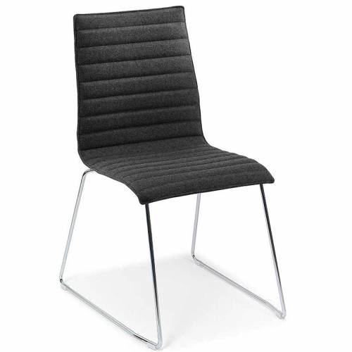 Black ribbed fabric chair with chrome legs