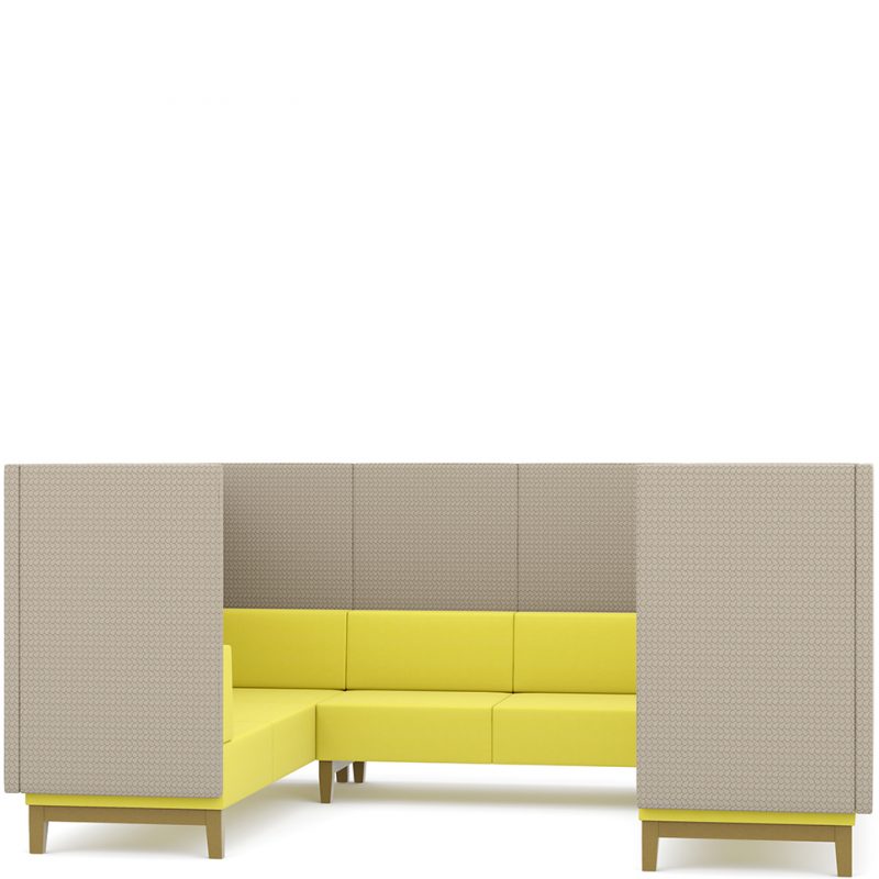 Yellow and grey office booth seating