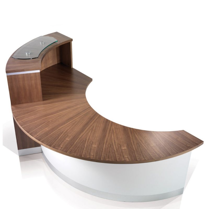 Crescent shaped reception desk with upper counter
