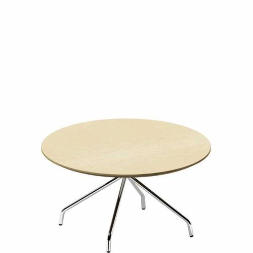 Pale wooden round table with chrome legs