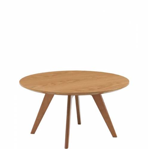 Small circular wooden coffee table