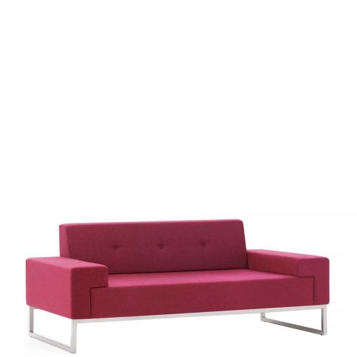 Sofa upholstered in red fabric