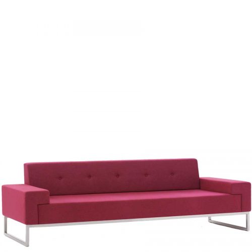 Large sofa upholstered in red fabric