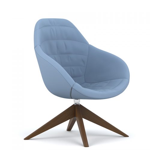 Blue tub chair with swivel base