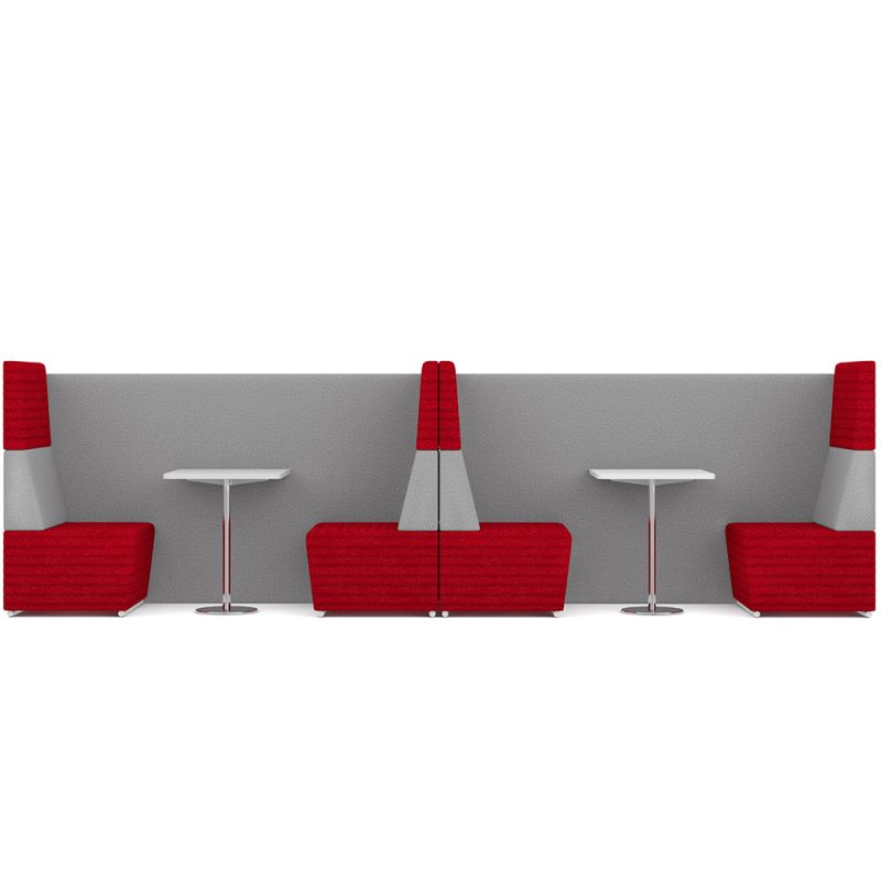 Red and grey dining booth seating