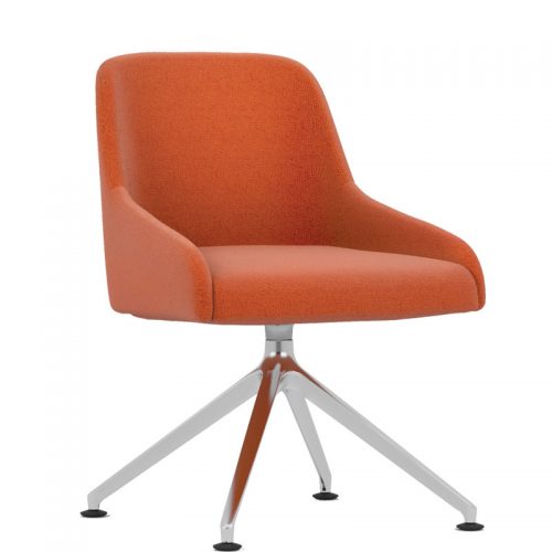 Orange padded chair with chrome base