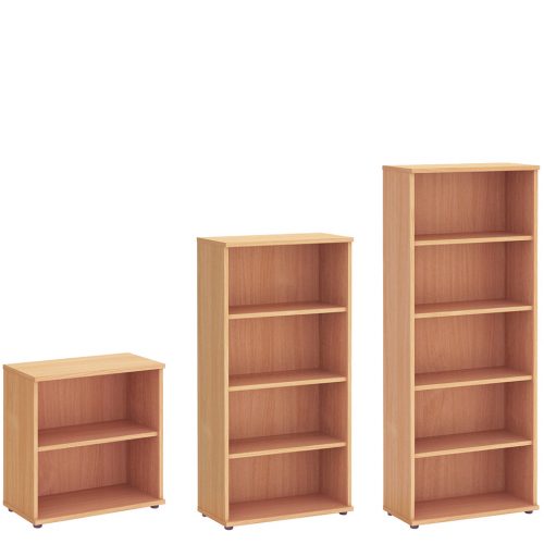 Three wooden bookcases