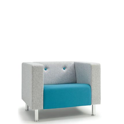 Armchair with blue seat and grey sides