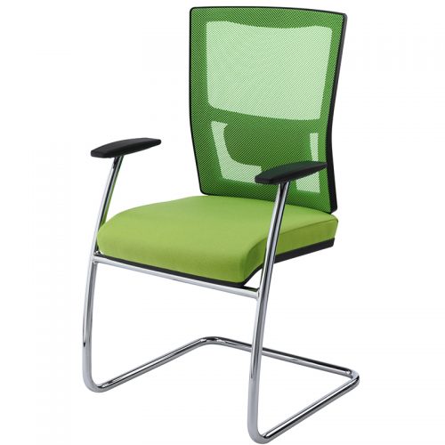 Green meeting chair with mesh back
