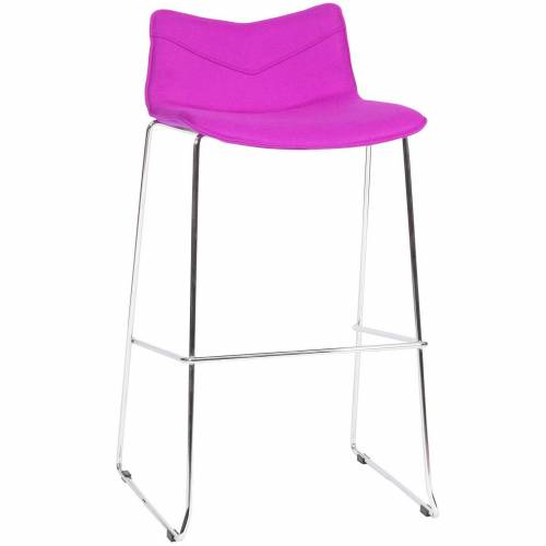 Bright pink stool with pink back and chrome legs