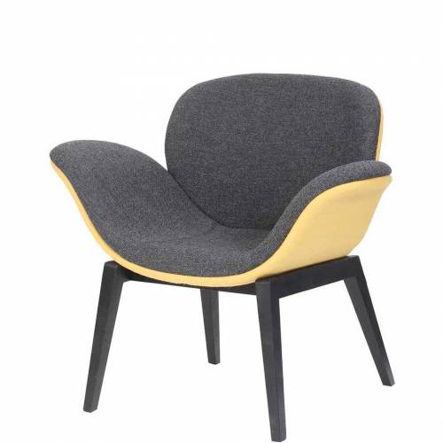 Pale yellow and dark grey chair with black legs